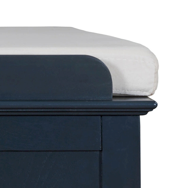 Banc de rangement en bois vintage avec 2 armoires – Gris délavé / Expresso / Bleu marine antique / Blanc, 1 place