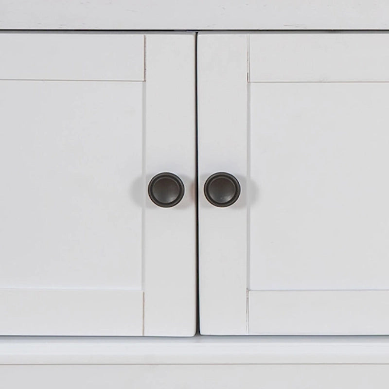 Banc de rangement en bois vintage avec 2 armoires – Gris délavé / Expresso / Bleu marine antique / Blanc, 1 place