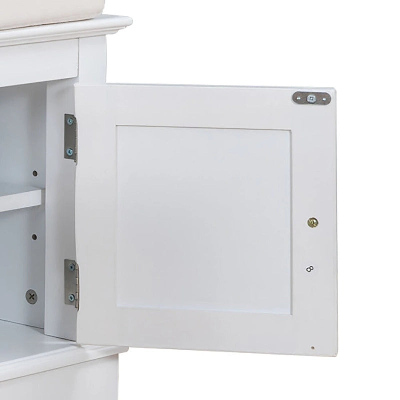 Banc de rangement en bois vintage avec 2 armoires – Gris délavé / Expresso / Bleu marine antique / Blanc, 1 place