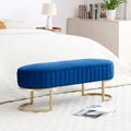 Banc rembourré en sherpa bleu / rose rouge / gris, pieds dorés en U, 122 cm, 1 place