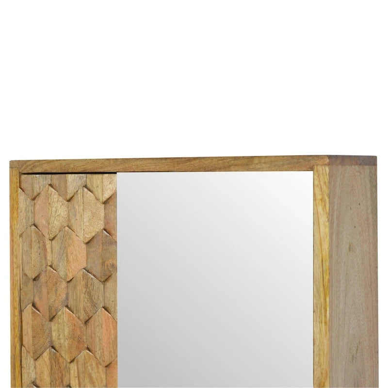 Meuble-miroir simple sculpté ananas finition chêne blanc