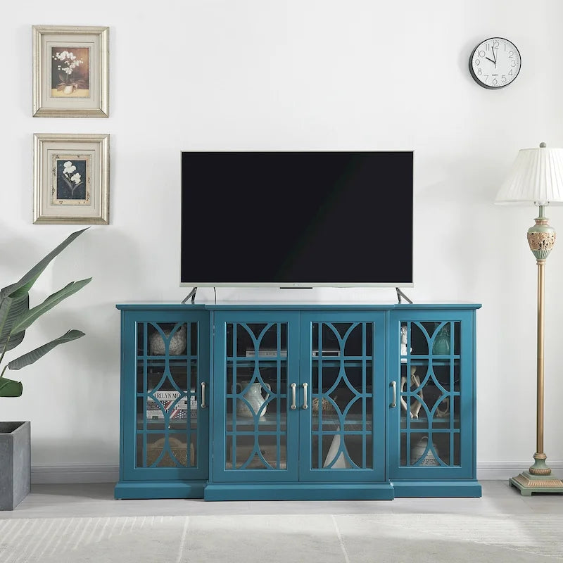Armoire de rangement à 4 portes bleu sarcelle, simple