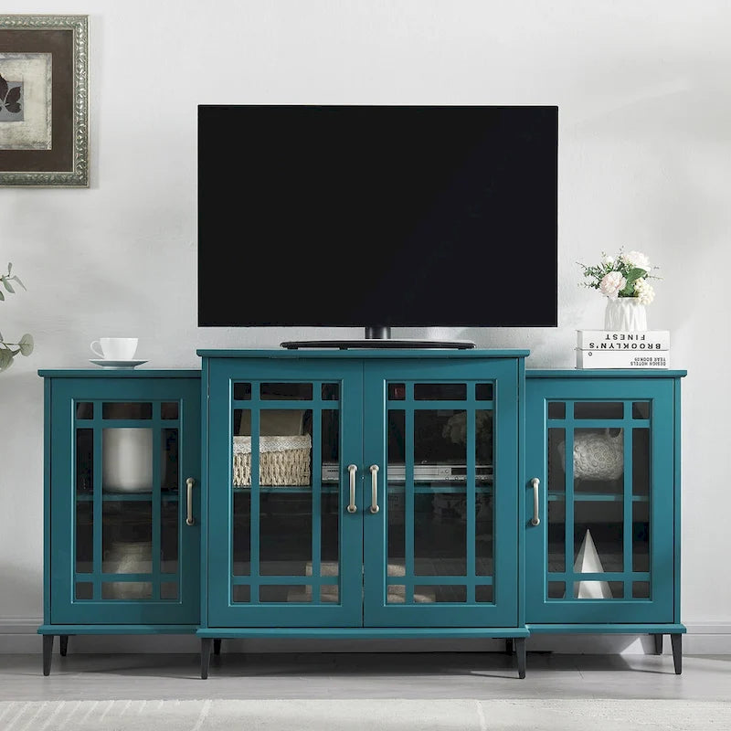Armoire de rangement à 4 portes bleu sarcelle, simple