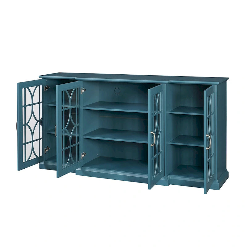 Armoire de rangement à 4 portes bleu sarcelle, simple