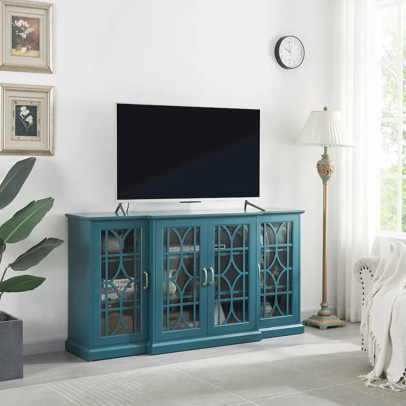 Armoire de rangement à 4 portes bleu sarcelle, simple