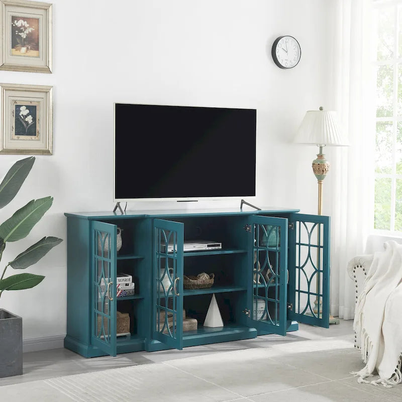 Armoire de rangement à 4 portes bleu sarcelle, simple