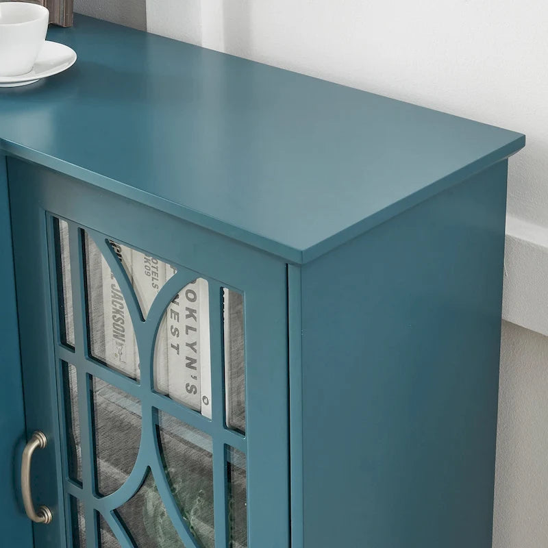 Armoire de rangement à 4 portes bleu sarcelle, simple