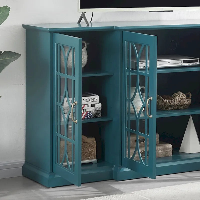 Armoire de rangement à 4 portes bleu sarcelle, simple