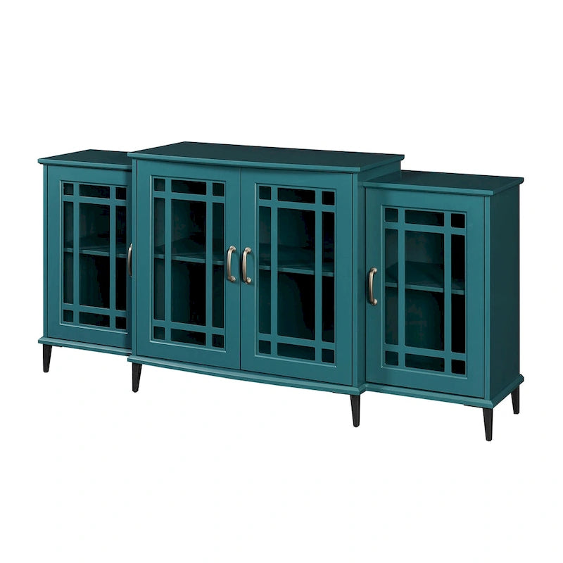Armoire de rangement à 4 portes bleu sarcelle, simple