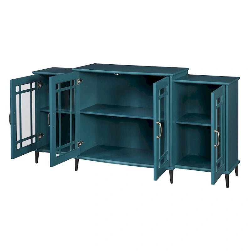 Armoire de rangement à 4 portes bleu sarcelle, simple