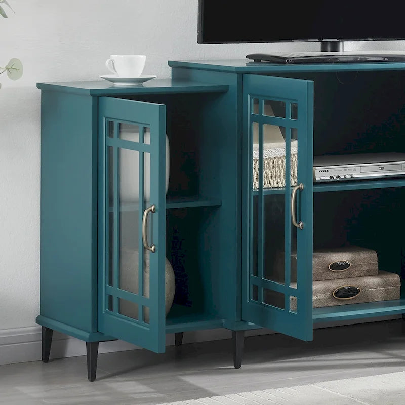 Armoire de rangement à 4 portes bleu sarcelle, simple
