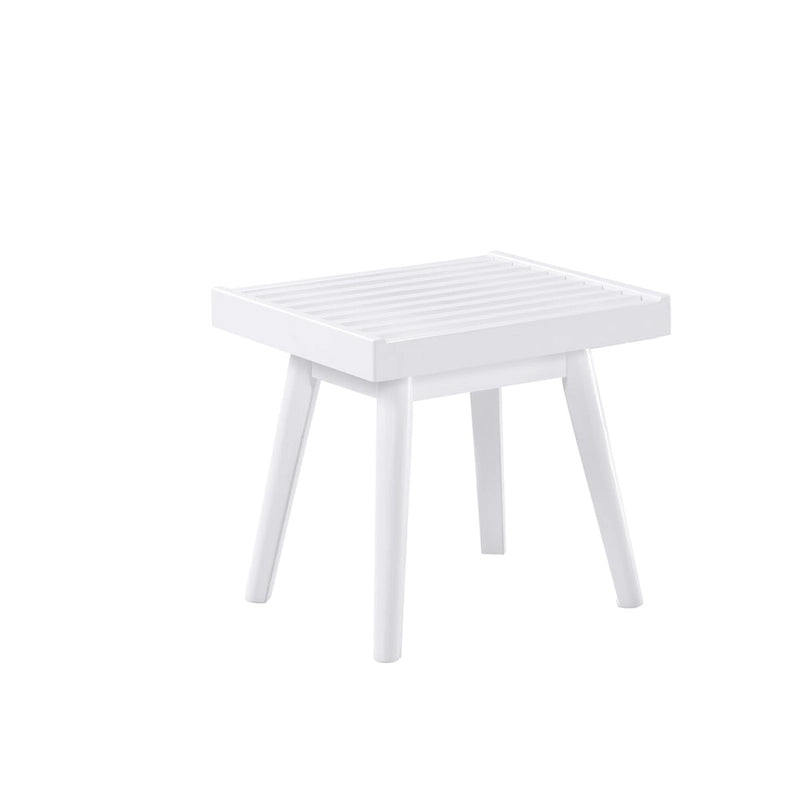 Banc en bois à lattes blanc, style campagnard, 1 place