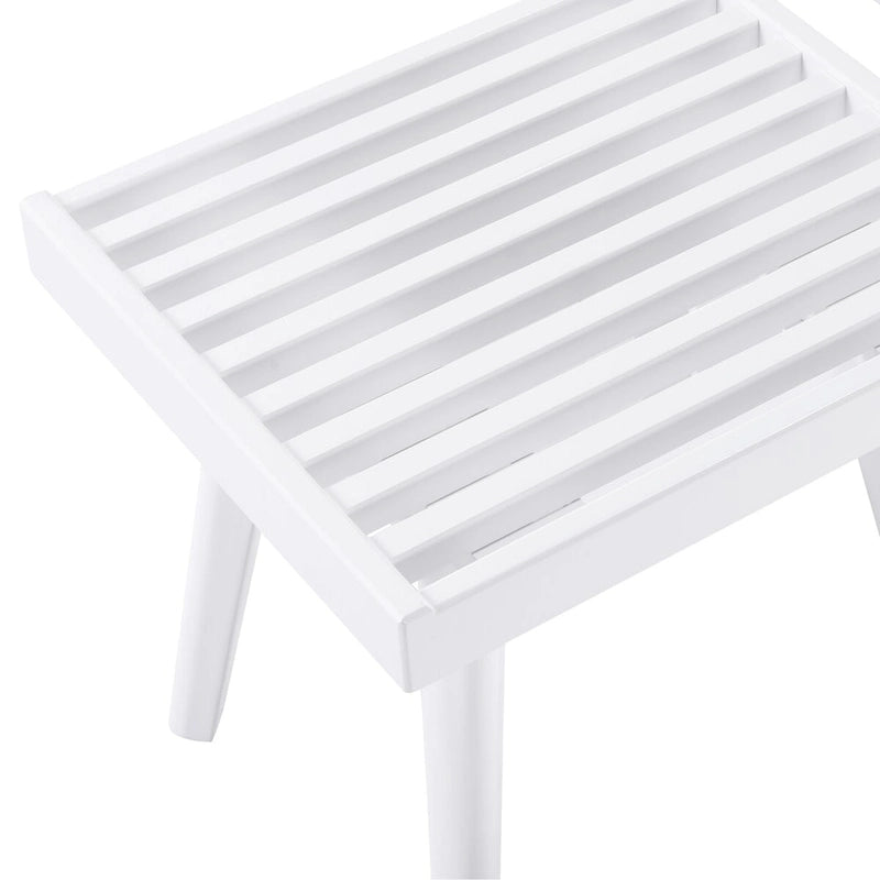 Banc en bois à lattes blanc, style campagnard, 1 place
