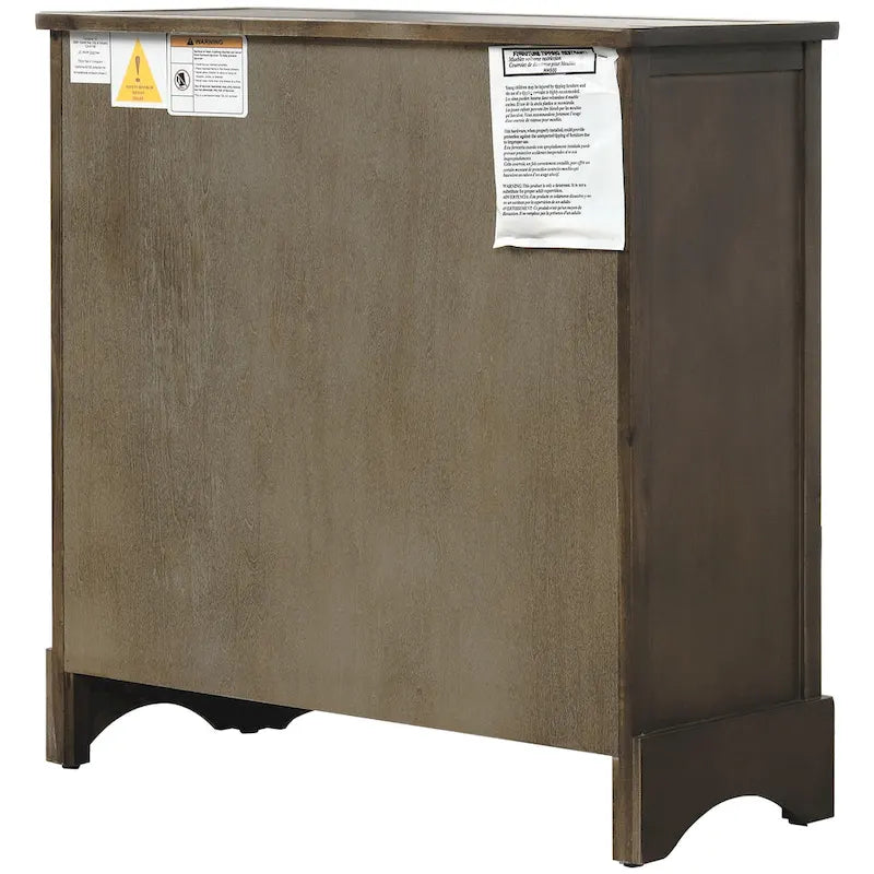 Meuble de rangement de ferme avec 2 tiroirs et 4 paniers en rotin – Gris clair / Bleu marine antique / Blanc délavé