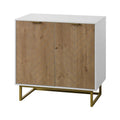Bahut/Buffet 2 portes blanc – Motif chevrons, poignées et pieds dorés