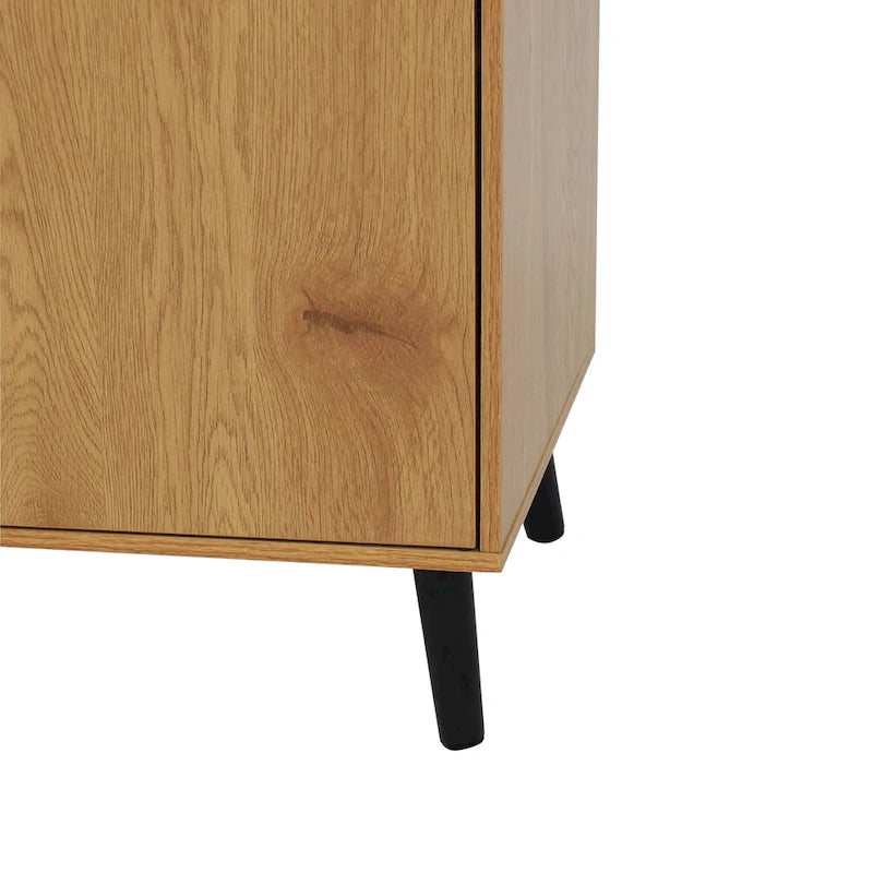 Buffet de cuisine/bahut 2 portes avec tiroirs, gris/naturel – Rangement à 2 zones