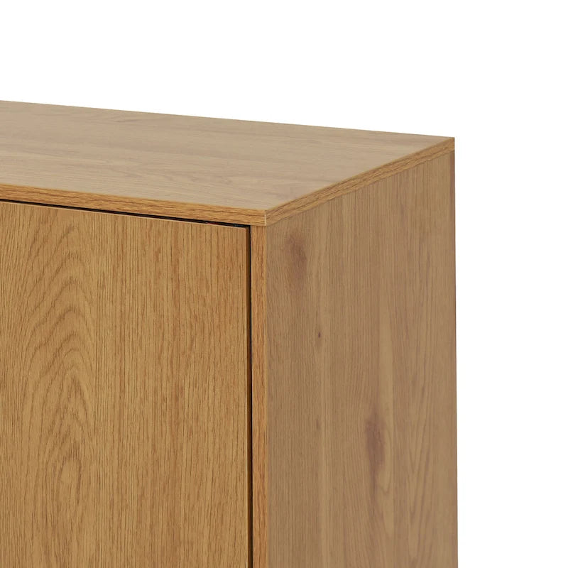 Buffet de cuisine/bahut 2 portes avec tiroirs, gris/naturel – Rangement à 2 zones