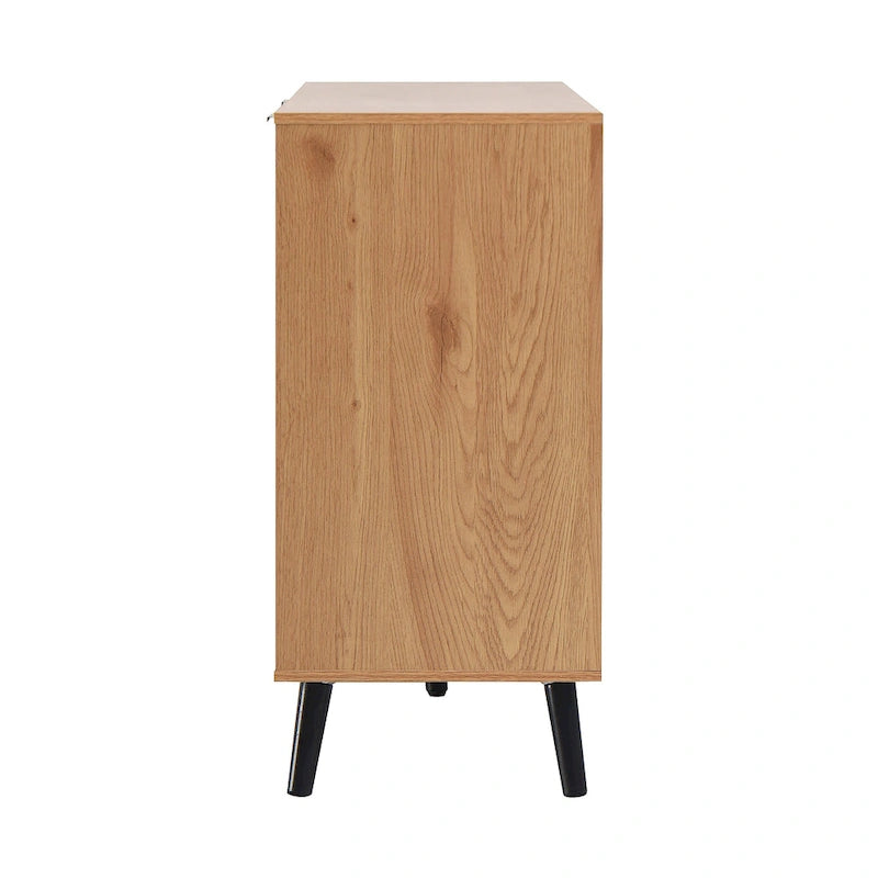 Buffet de cuisine/bahut 2 portes avec tiroirs, gris/naturel – Rangement à 2 zones