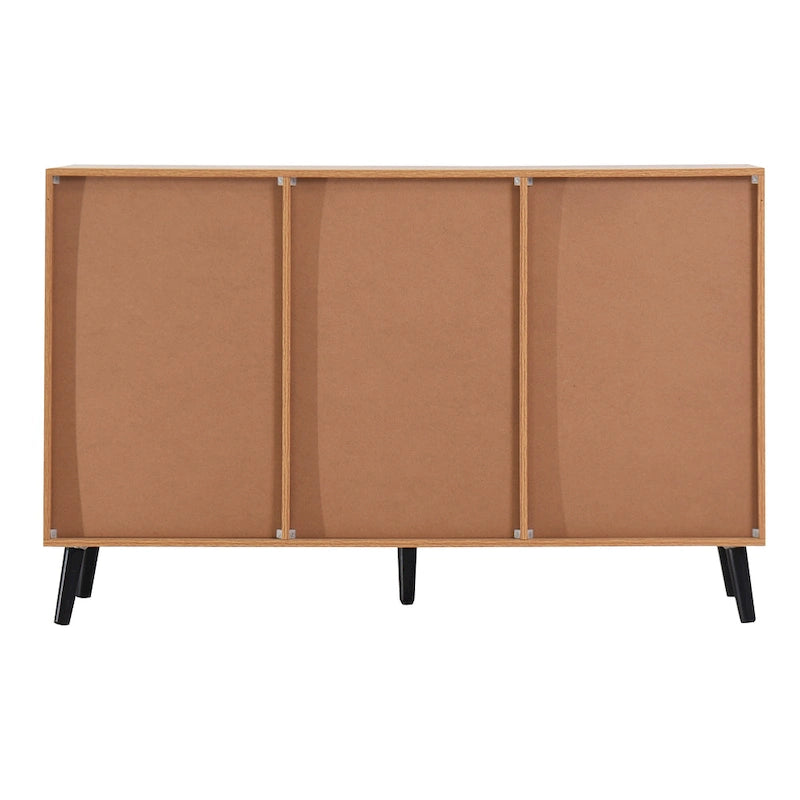 Buffet de cuisine/bahut 2 portes avec tiroirs, gris/naturel – Rangement à 2 zones