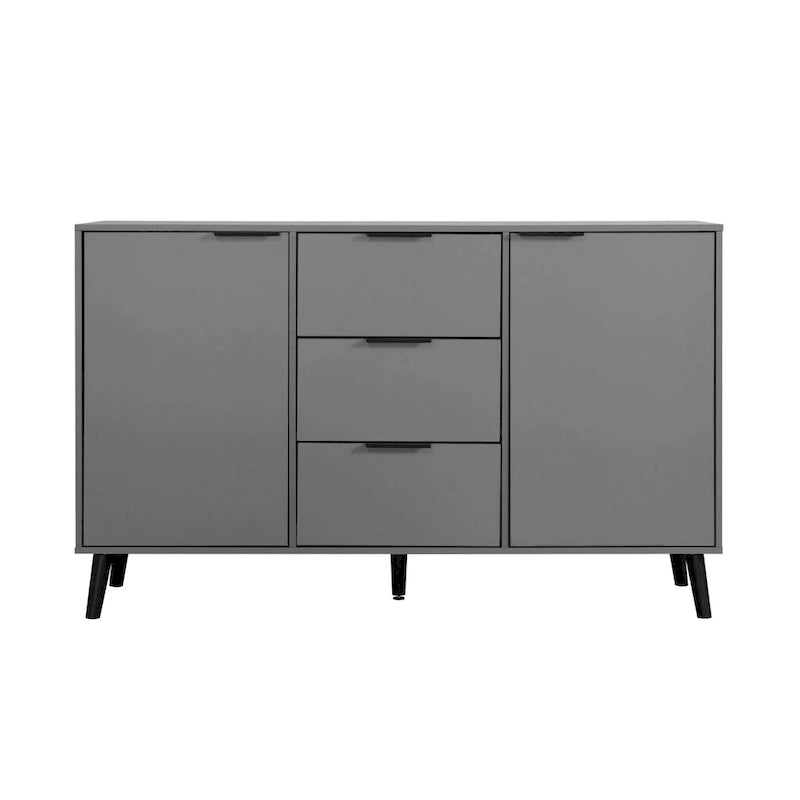 Buffet de cuisine/bahut 2 portes avec tiroirs, gris/naturel – Rangement à 2 zones