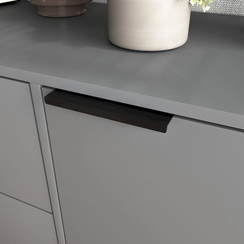 Buffet de cuisine/bahut 2 portes avec tiroirs, gris/naturel – Rangement à 2 zones