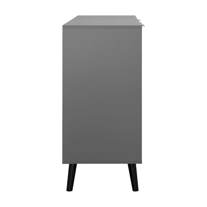 Buffet de cuisine/bahut 2 portes avec tiroirs, gris/naturel – Rangement à 2 zones