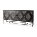 Vaisselier 4 portes bicolore marron et argent