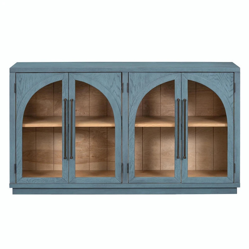 Buffet 4 portes Rétro Arched-Door bleu marine / noir