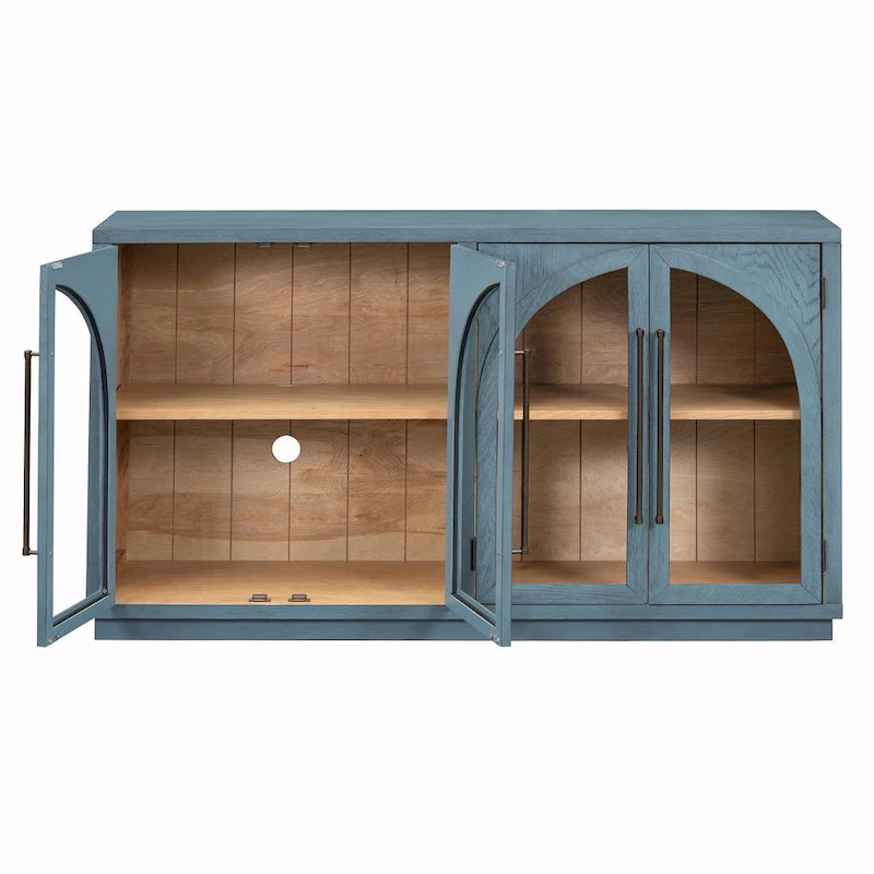 Buffet 4 portes Rétro Arched-Door bleu marine / noir