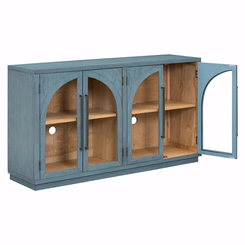 Buffet 4 portes Rétro Arched-Door bleu marine / noir