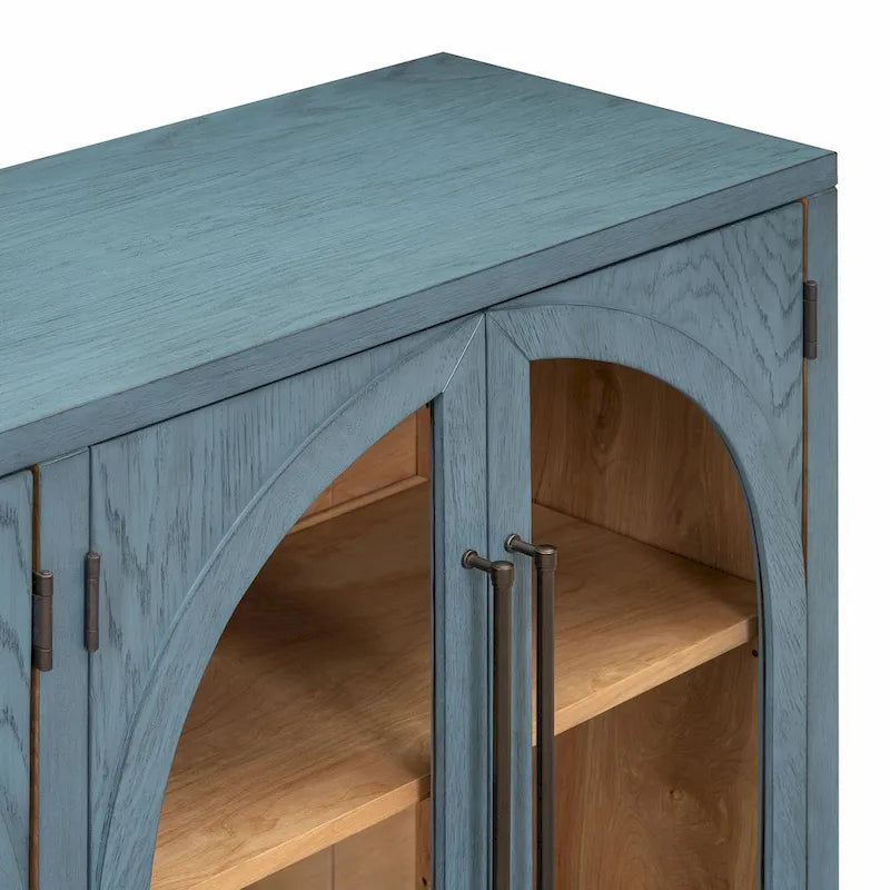 Buffet 4 portes Rétro Arched-Door bleu marine / noir