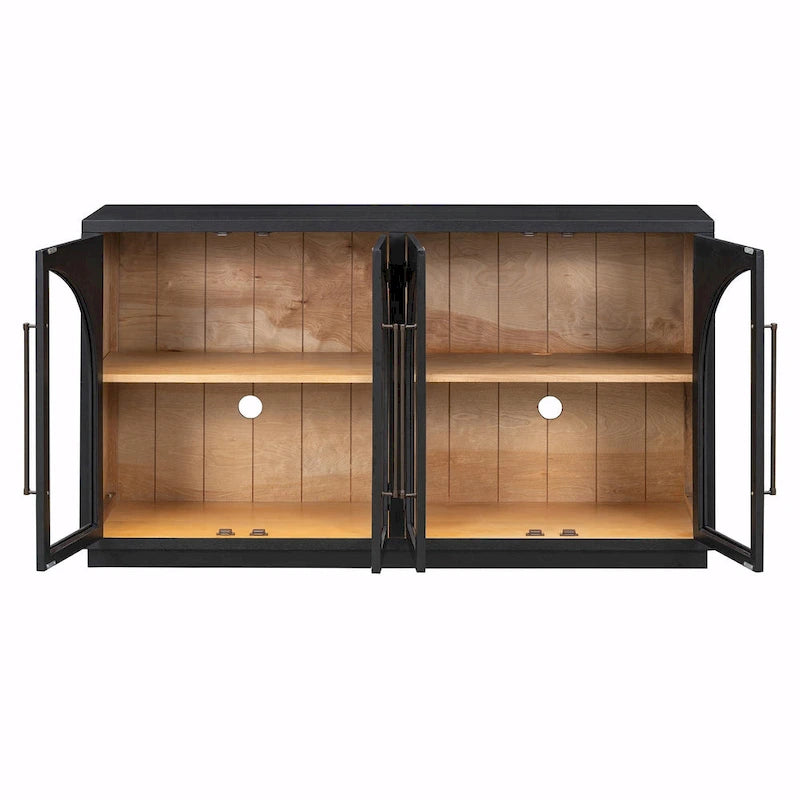 Buffet 4 portes Rétro Arched-Door bleu marine / noir