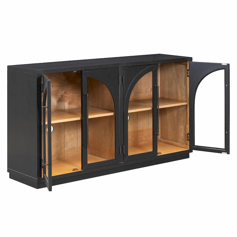 Buffet 4 portes Rétro Arched-Door bleu marine / noir