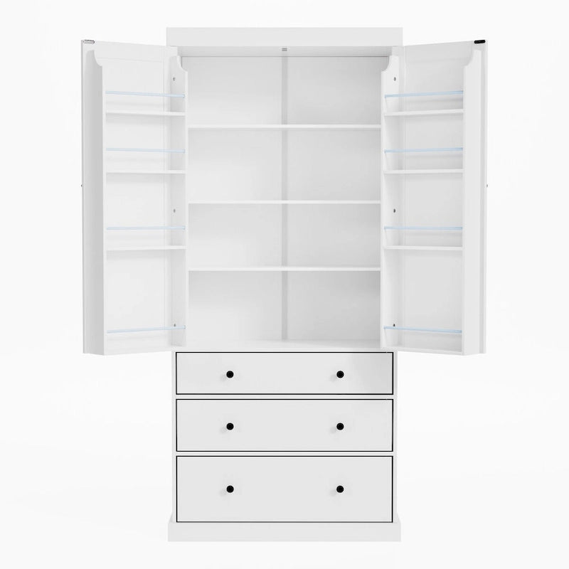 Armoire de cuisine autoportante à 2 portes (Gris / Crème / Blanc)