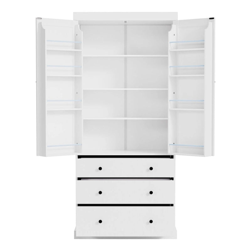 Armoire de cuisine autoportante à 2 portes (Gris / Crème / Blanc)