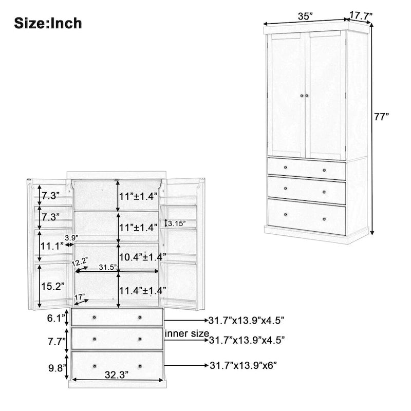 Armoire de cuisine autoportante à 2 portes (Gris / Crème / Blanc)