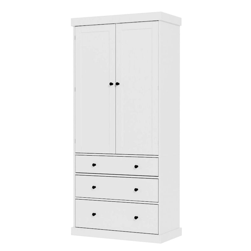 Armoire de cuisine autoportante à 2 portes (Gris / Crème / Blanc)