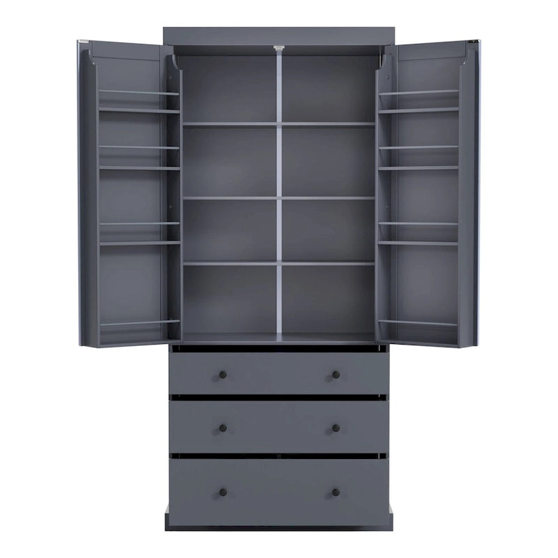 Armoire de cuisine autoportante à 2 portes (Gris / Crème / Blanc)