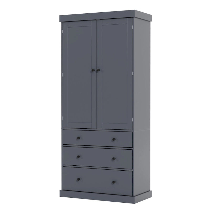 Armoire de cuisine autoportante à 2 portes (Gris / Crème / Blanc)