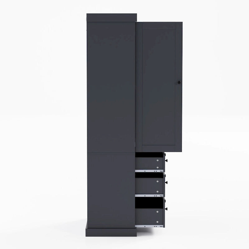 Armoire de cuisine autoportante à 2 portes (Gris / Crème / Blanc)