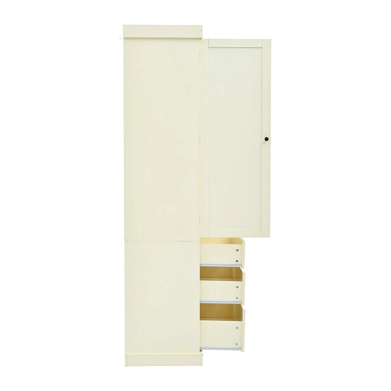 Armoire de cuisine autoportante à 2 portes (Gris / Crème / Blanc)