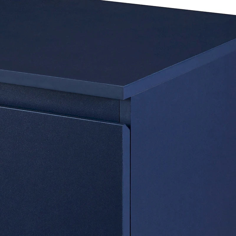 Buffet deux portes bleu marine / noir avec pieds en métal doré