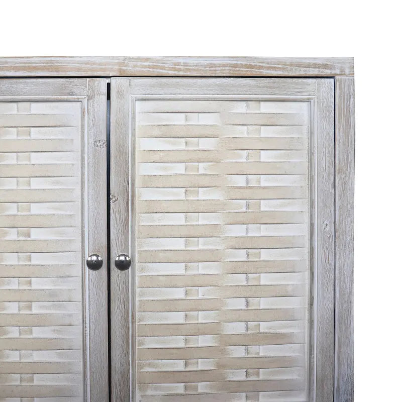 Buffet en Bois Naturel 4 Portes, Style Shabby Chic