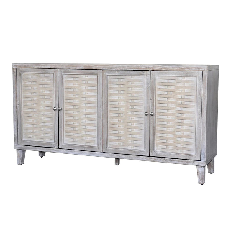 Buffet en Bois Naturel 4 Portes, Style Shabby Chic