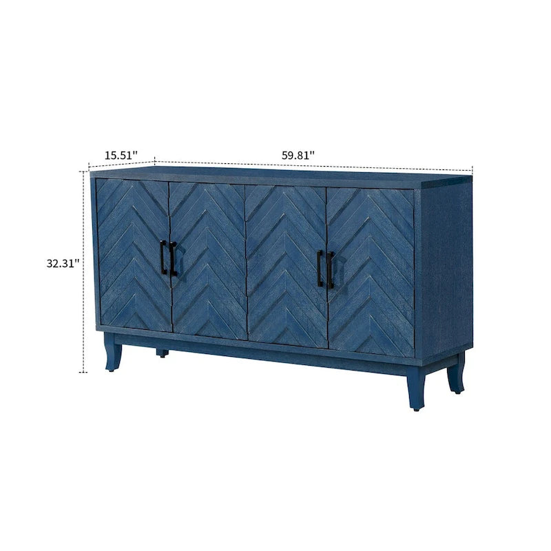 Buffet en bois gris foncé antique avec 2 armoires