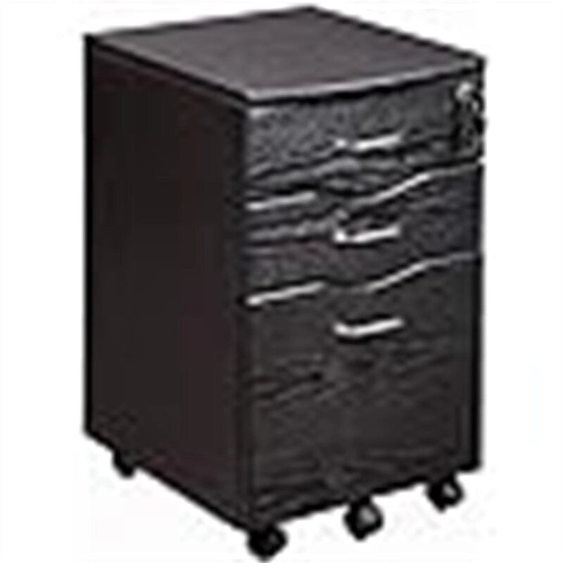 Meuble classeur roulant 3 tiroirs en bois, finition expresso, 1 personne