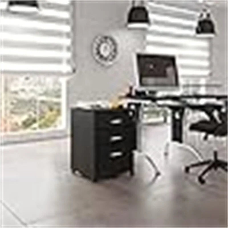 Meuble classeur roulant 3 tiroirs en bois, finition expresso, 1 personne