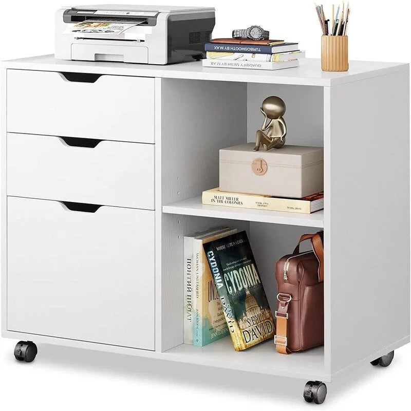 Caisson de classement mobile avec tiroirs – Marron rustique / Noir / Greige / Blanc, 1 personne