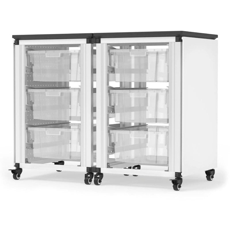 Armoire de rangement modulaire blanc/noir – 2 modules côte à côte, 6 bacs, utilisateur unique