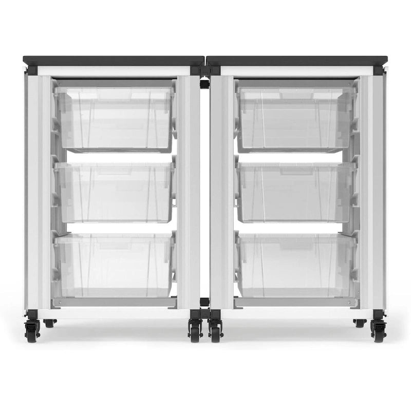 Armoire de rangement modulaire blanc/noir – 2 modules côte à côte, 6 bacs, utilisateur unique